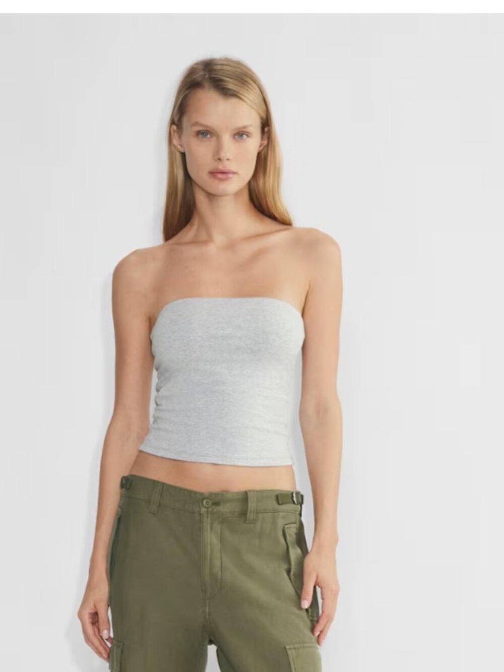 Aritzia TNA Chill Virginia Waist Tube Top in Heather Chrome Size XS